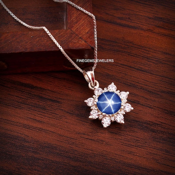 コーンフラワーブルースターサファイアネックレススターリングシルバー