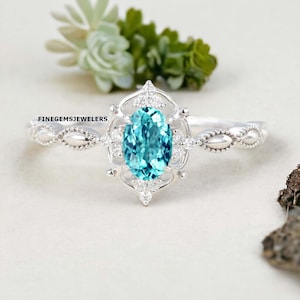 Paraiba Tourmaline Ring, Rare Neon Green Gemstone Engagement Ring For Women, Handcrafted Unique Tourmaline Ring, Anniversary Gift For Her