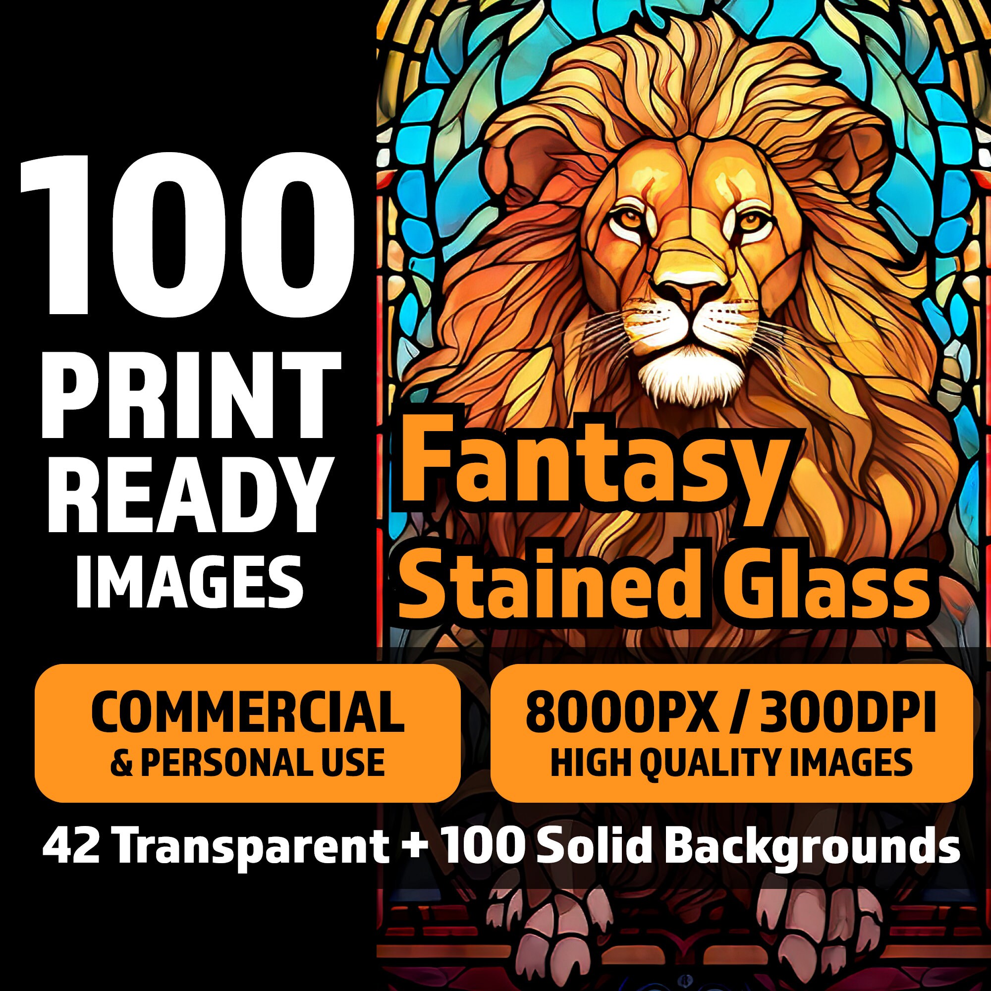 100 Ai Art Digital Download Print Quality Fantasy Stained Glass Images ...