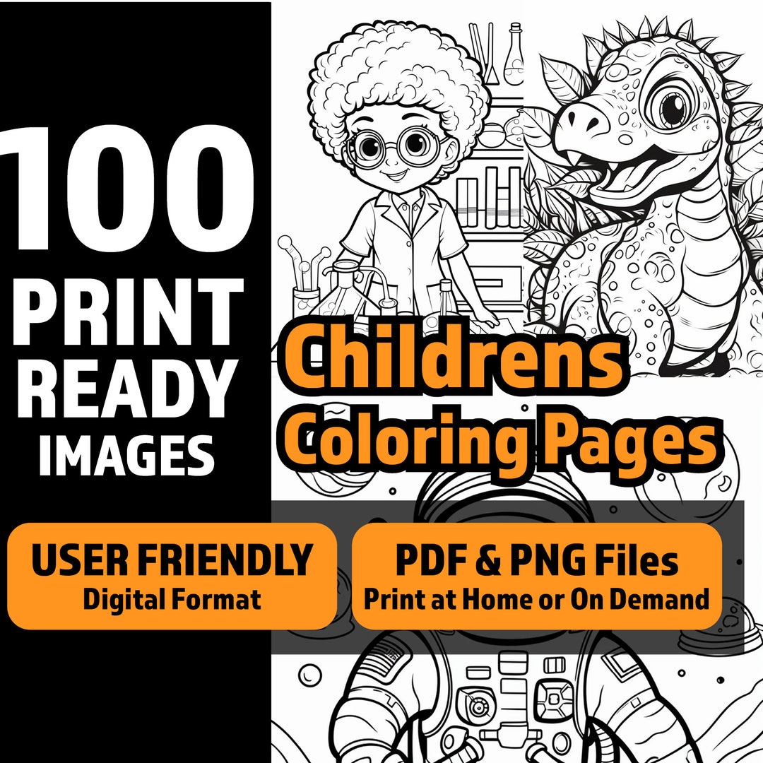 Kid Coloring Paper.pdf 100 Kids Coloring Pages Kids Coloring Sheets Digital Download PDF ...