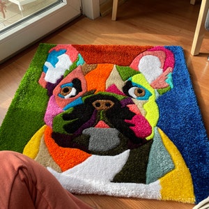 French Bulldog Tuft Rug | Gift For Her | Gift For Him | Abstract Tufted Rug | Handmade Tufting Portrait Rug