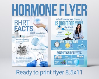 Flyer For Hormone Replacement Therapy Clinics | Printable Marketing | Canva Flyer Template | BHRT Marketing | Advertise Menopause & Low-T