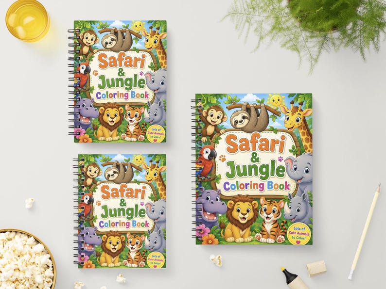Jungle Safari Animals Coloring Pages for Kids | 15 Printable Activity ...