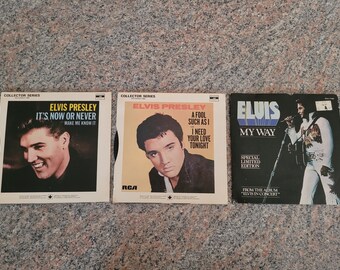 Lot of 3 - Elvis Presley My Way / America - Red Vinyl, A Fool such as I, I need your love tonight, It's now or never 45 RPM 7" RCA