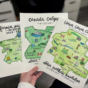 Custom Mission map | LDS mission | Elder Sister missionary | keepsake memory gift | Called To Serve