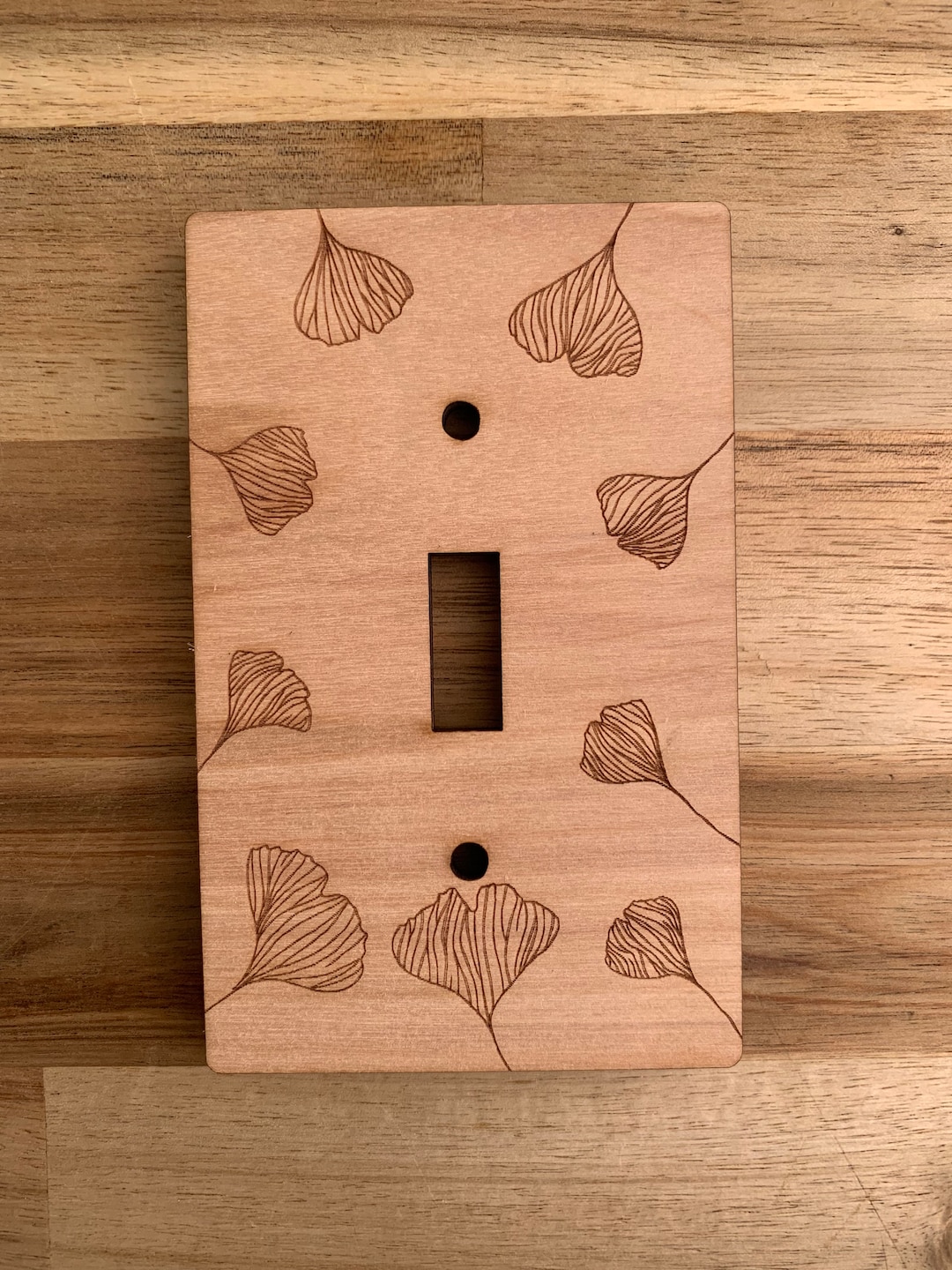 Ginko Leaf Wooden Light Switch Cover Etsy