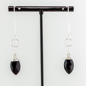 Boho Chic Black Onyx Drop Earrings: Sterling Silver Jewelry, Elegant Onyx Dangle Earrings, Onyx Statement Jewelry, Unique Onyx Earrings