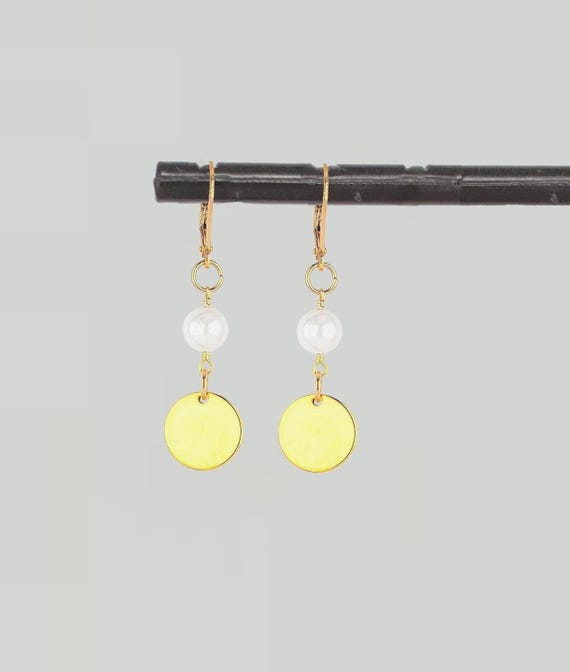 Dainty White Mystic Quartz Dangle Earrings: Pretty Boho Chic Gold Drop Earrings