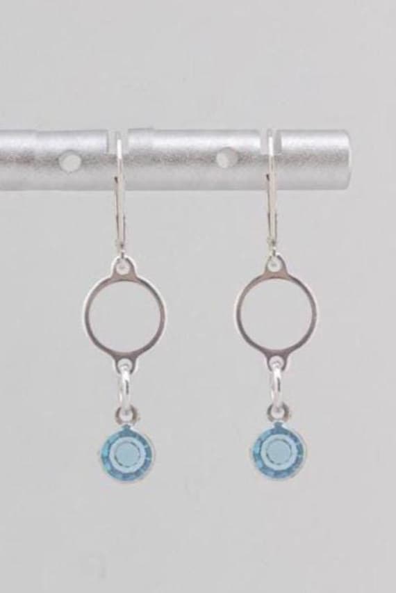 Aqua Blue & Silver Drop Earrings - Geometric Everyday Jewelry for Casual Outfits