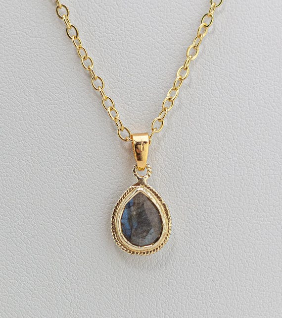 Gold Labradorite Charm Necklace With Beaded Accents:  Layering Gemstone Jewelry for Everyday Bohemian Outfits