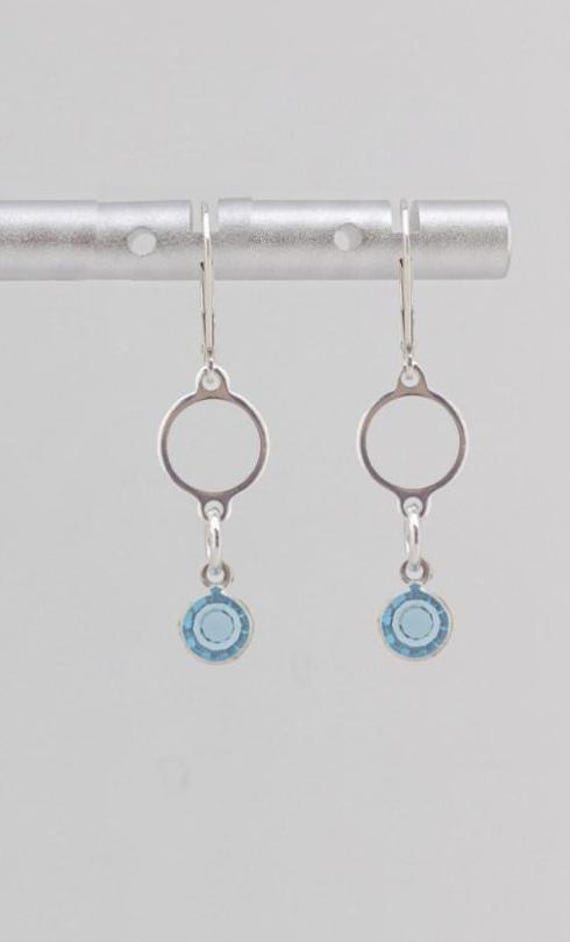 Aqua Blue & Silver Drop Earrings - Geometric Everyday Jewelry for Casual Outfits