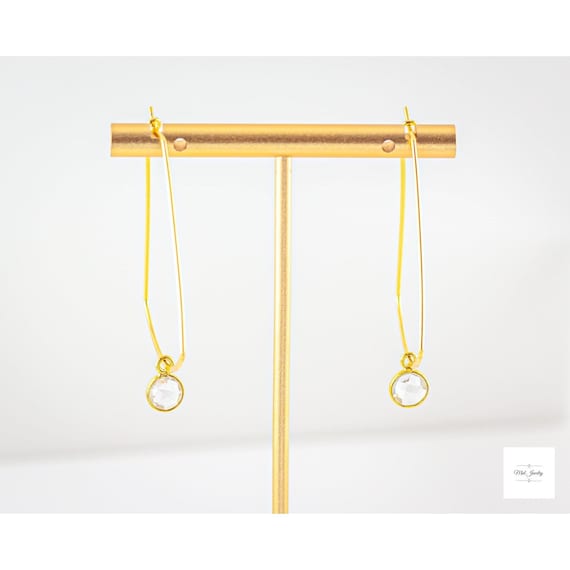 Quartz Hoop Earrings: Gold Bow Hoops, Vermeil Bezels