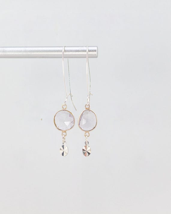 Amethyst Drop Earrings: Dainty Sterling Silver Dangles, Light Purple Gemstone Jewelry