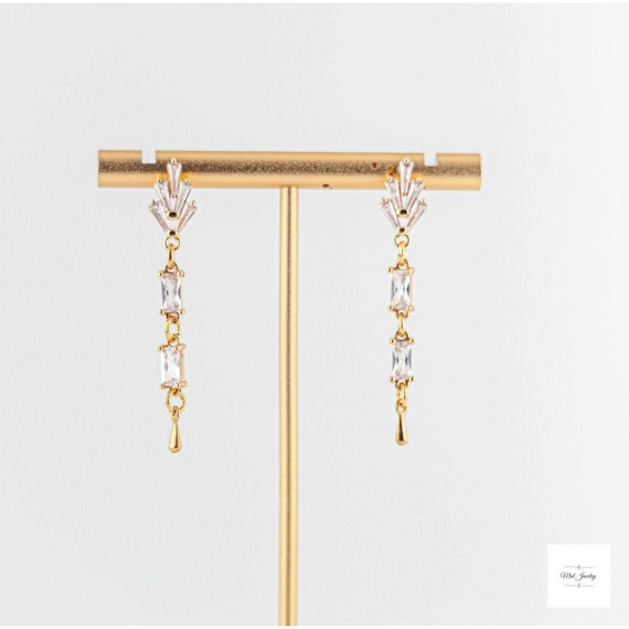 Dainty Gold Drop Earrings: Vintage Style Clear Crystal Jewelry for Everyday Accessories Evening Dresses
