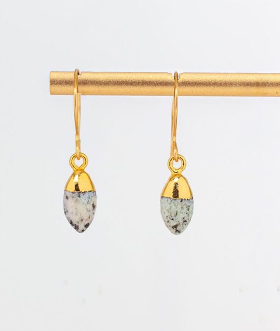 K2 Azurite Crystal Drop Earrings: Sleek Modern Grey Boho Chic Jewelry