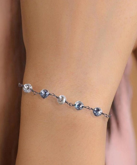 Grey Labradorite Beaded Bracelet: Boho Chic Style Statement Jewelry