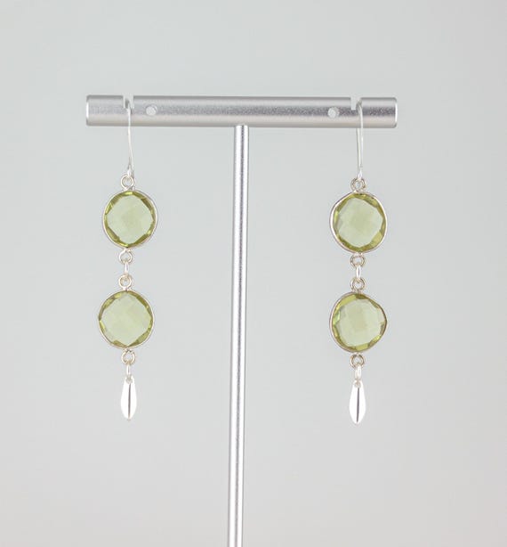 Lemon Topaz Drop Earrings: Boho Chic Sterling Silver Dangles, Dainty Pale Yellow Gemstone Earrings