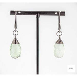 Elegant Green Amethyst Drop Earrings: Boho Chic Seafoam Green Prasiolite Statement Earrings, Bold & Luxurious Prasiolite Dangle Earrings