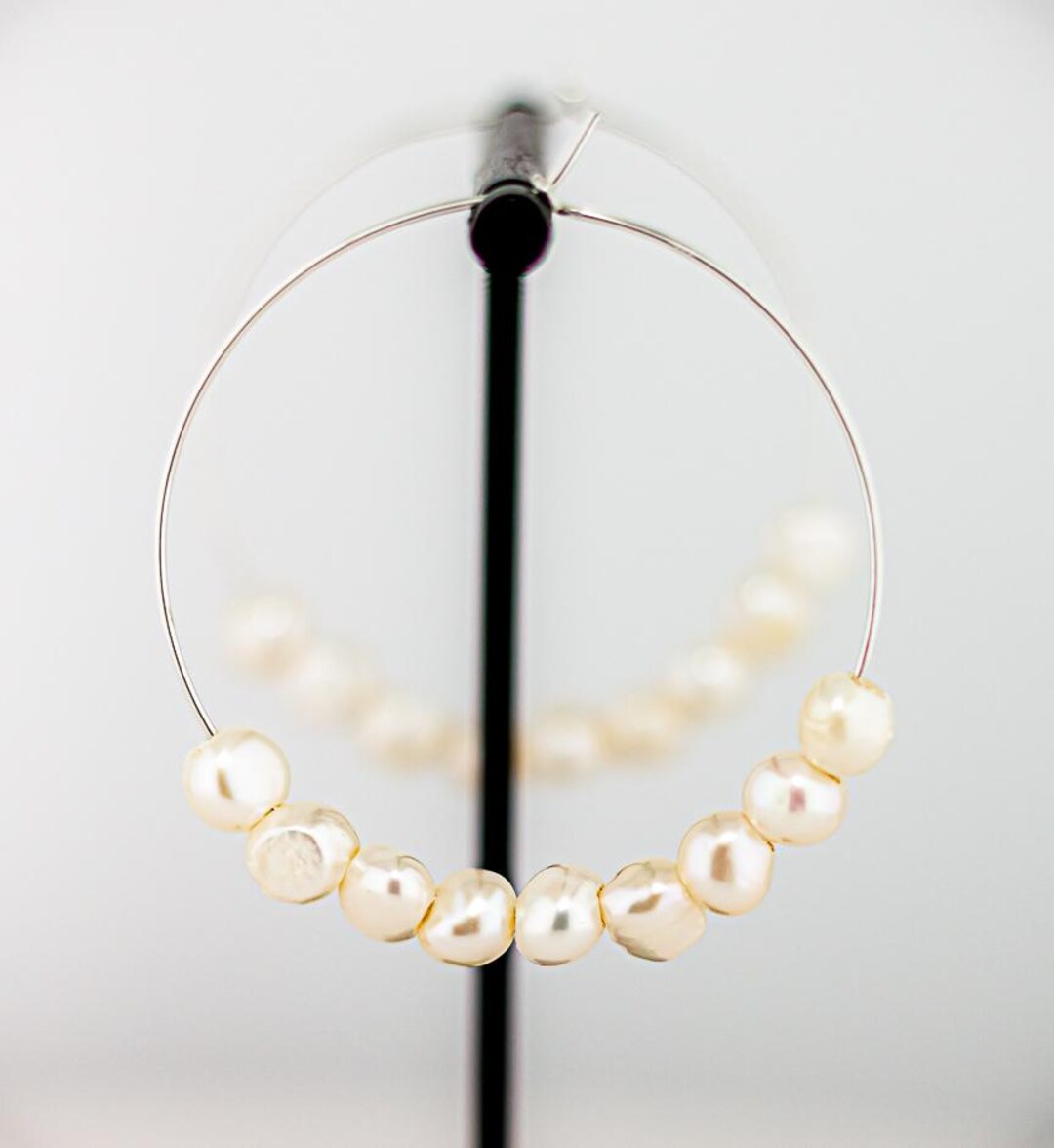 Bowtie Pearl Hoop Earrings