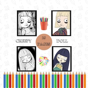 Gruselige Puppen Malseiten: Gothic Horror Illustrationen (PDF)