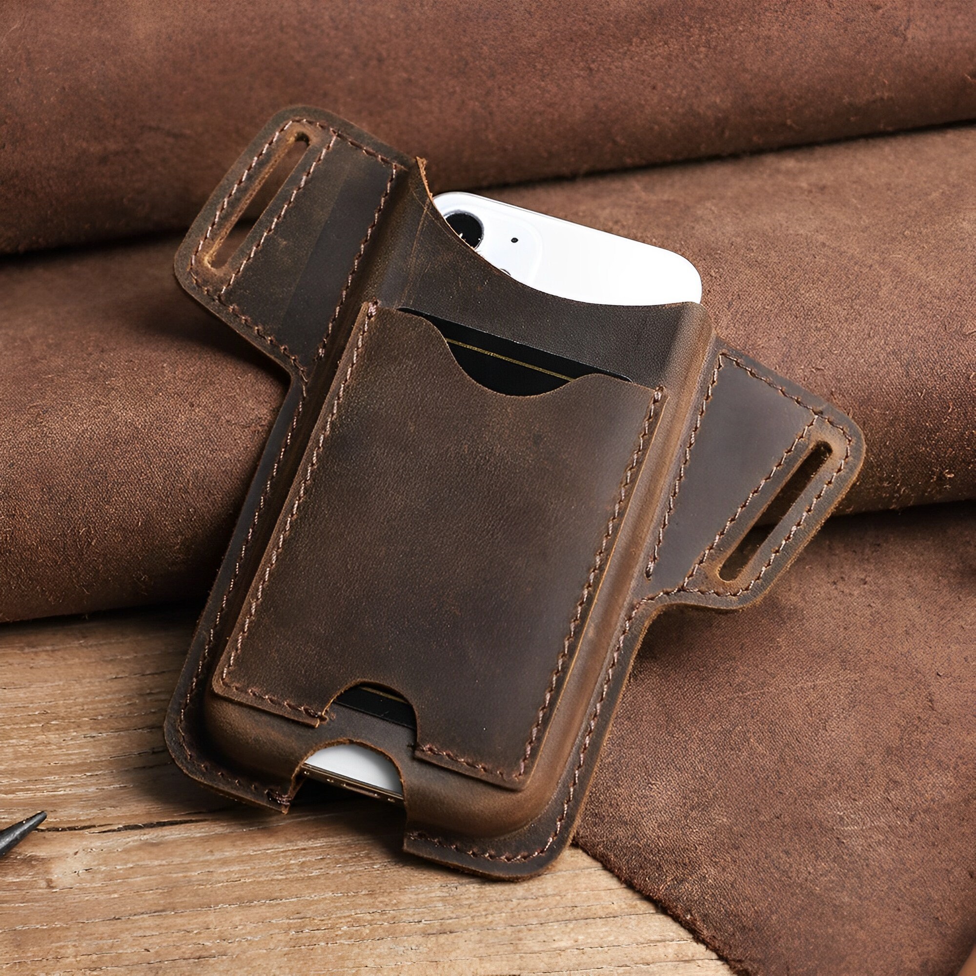 Phone Leather Holster Smartphone Custom Belt Case Engraved Cell Phone Holster iPhone Belt Holder