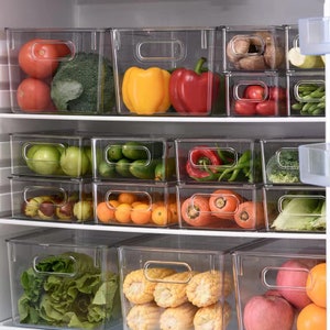 Réfrigérateur Boîte De Rangement avec Couvercle, Empilable Boite Jambon  Frigo, Boîte Fraîcheur Alimentaire, pour Fruits/Légumes/Viande (Blanc,S)