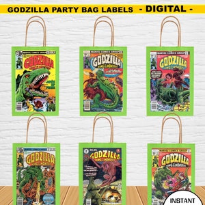 Godzilla Thank You Tag, Godzilla Favor Label, Round Godzilla Label, Godzilla  Toppers, Godzilla Stickers, Godzilla Tags, Godzilla Party 