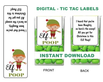 DIGITAL DOWNLOAD - Elf Poop Tic Tac Labels - Christmas Stocking Stuffer - Party Favor Labels