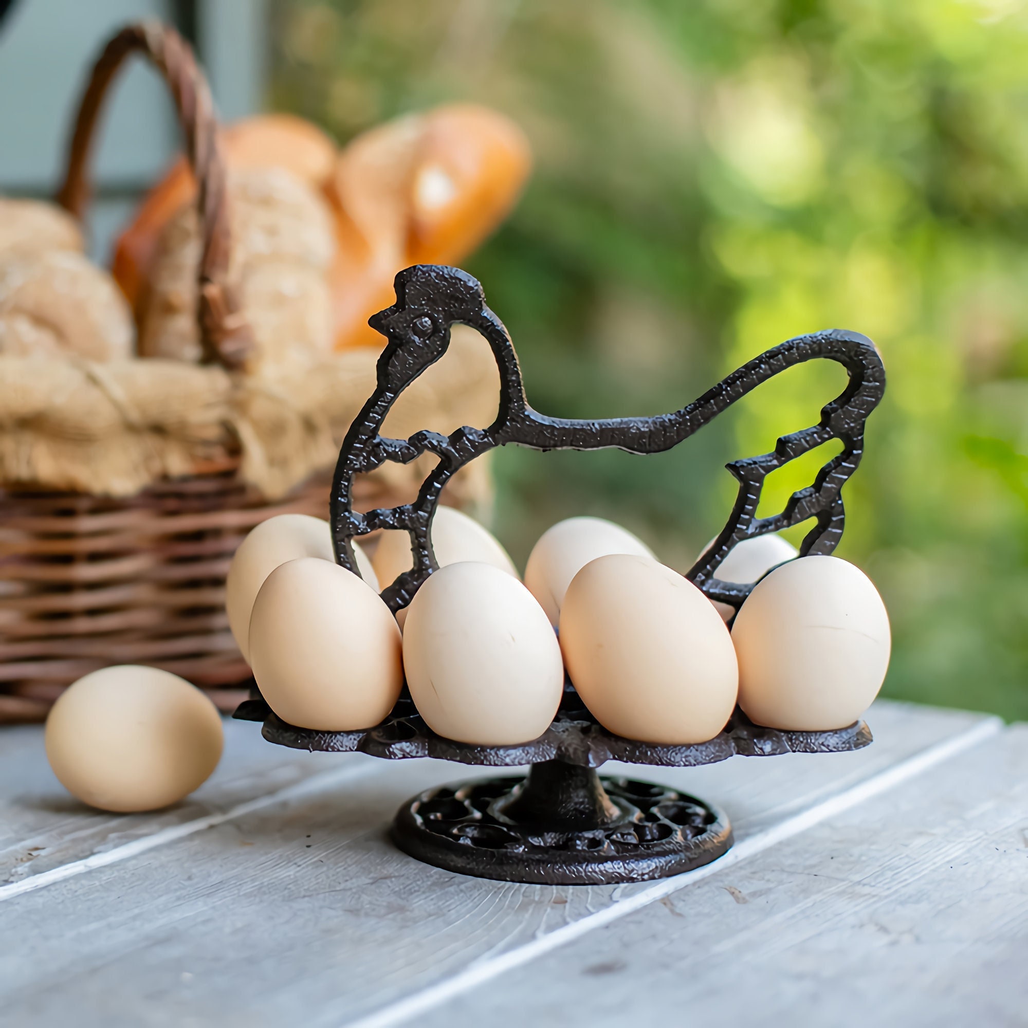 Bamboo Egg Holder Countertop - Stackable Design for 36 Eggs | Farm Fresh  Egg Organizer Display Stand | Wooden Chicken Egg Storage Kitchen Counter  Top