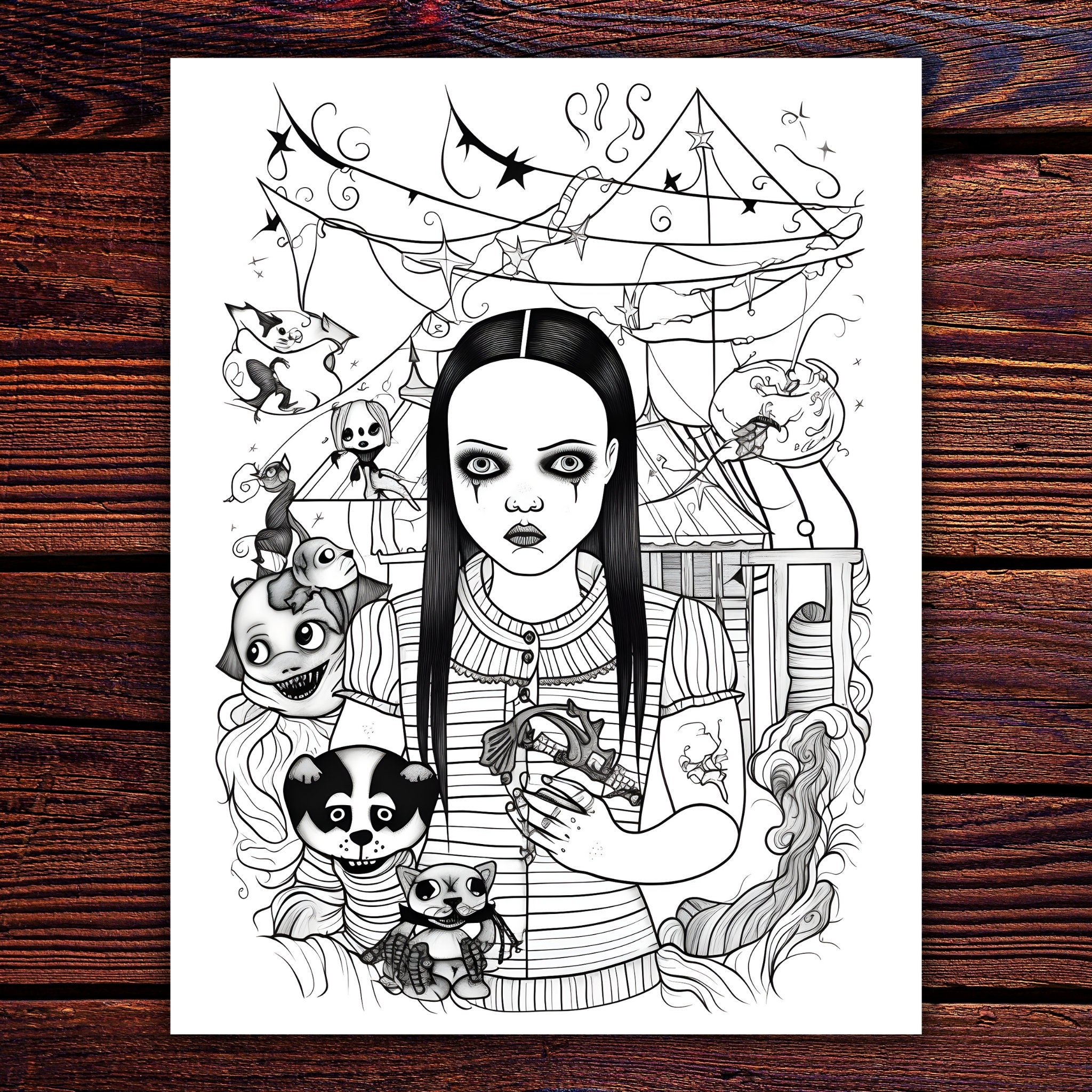 Coloriage à Imprimer Mercredi Addams Meilleurs coloriages de Mercredi Addams PDF imprimable - Etsy Canada