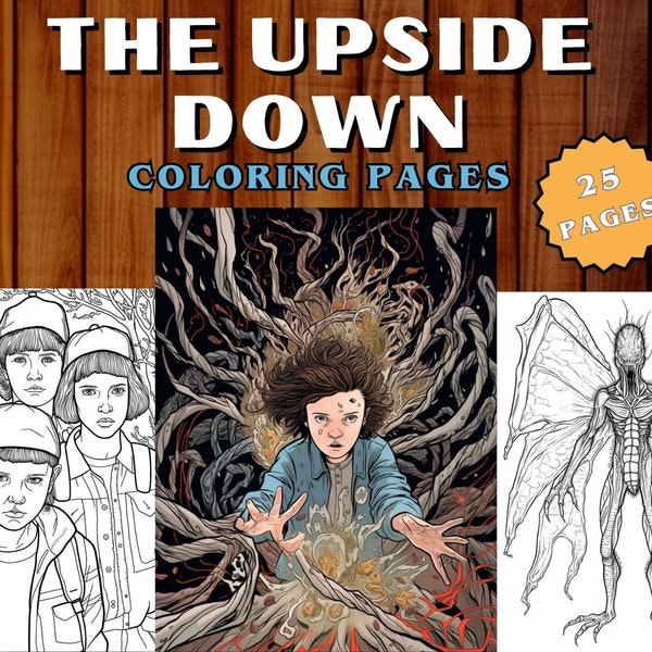 The Upside Down Coloring Book - Stranger Things Inspired - Demogorgon, Mind Flayer, and Hawkins Landscapes - Unique Gift Idea