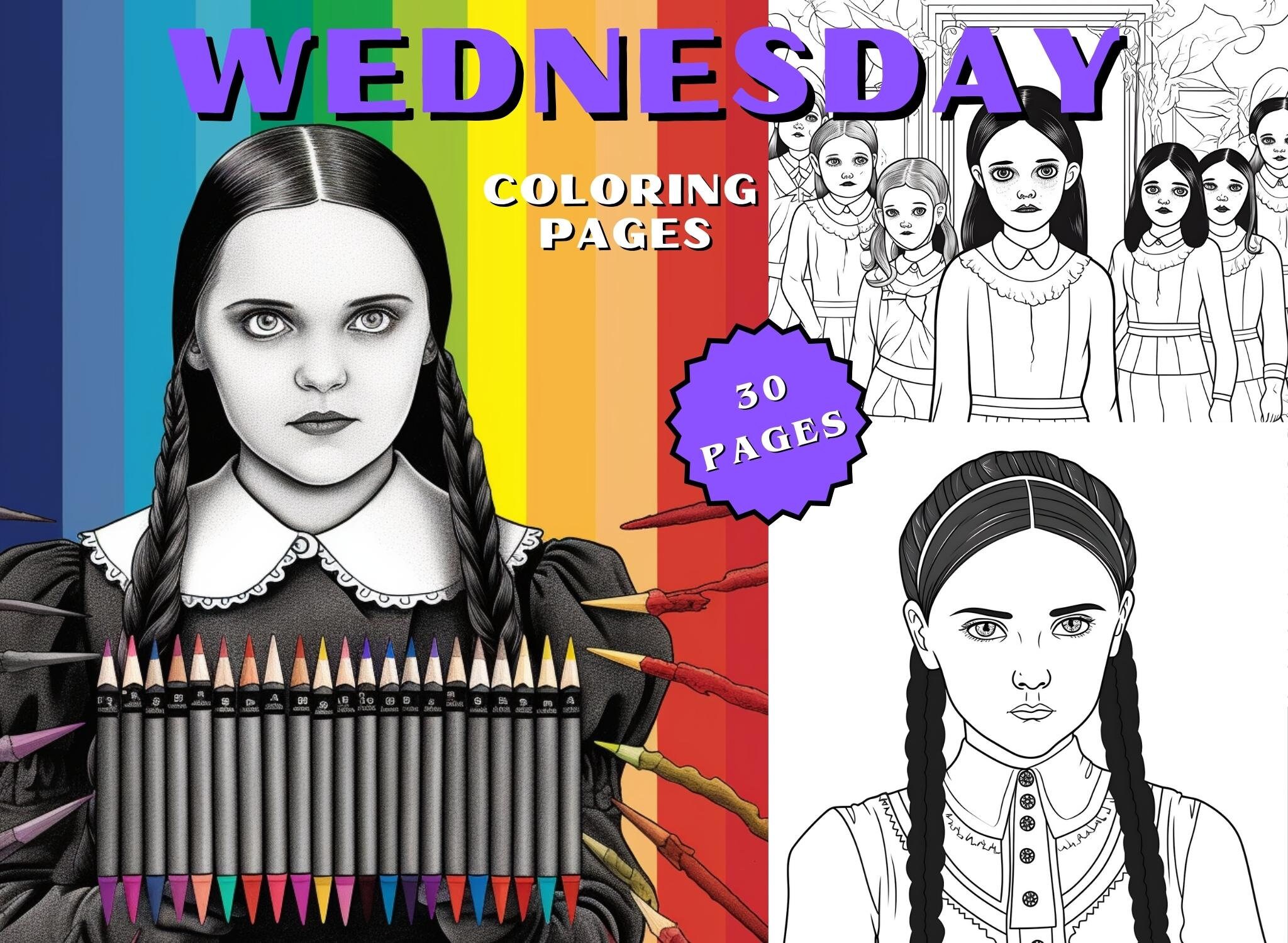 Best Wednesday Addams Coloring Pages Gothic Printable PDF Addams Family