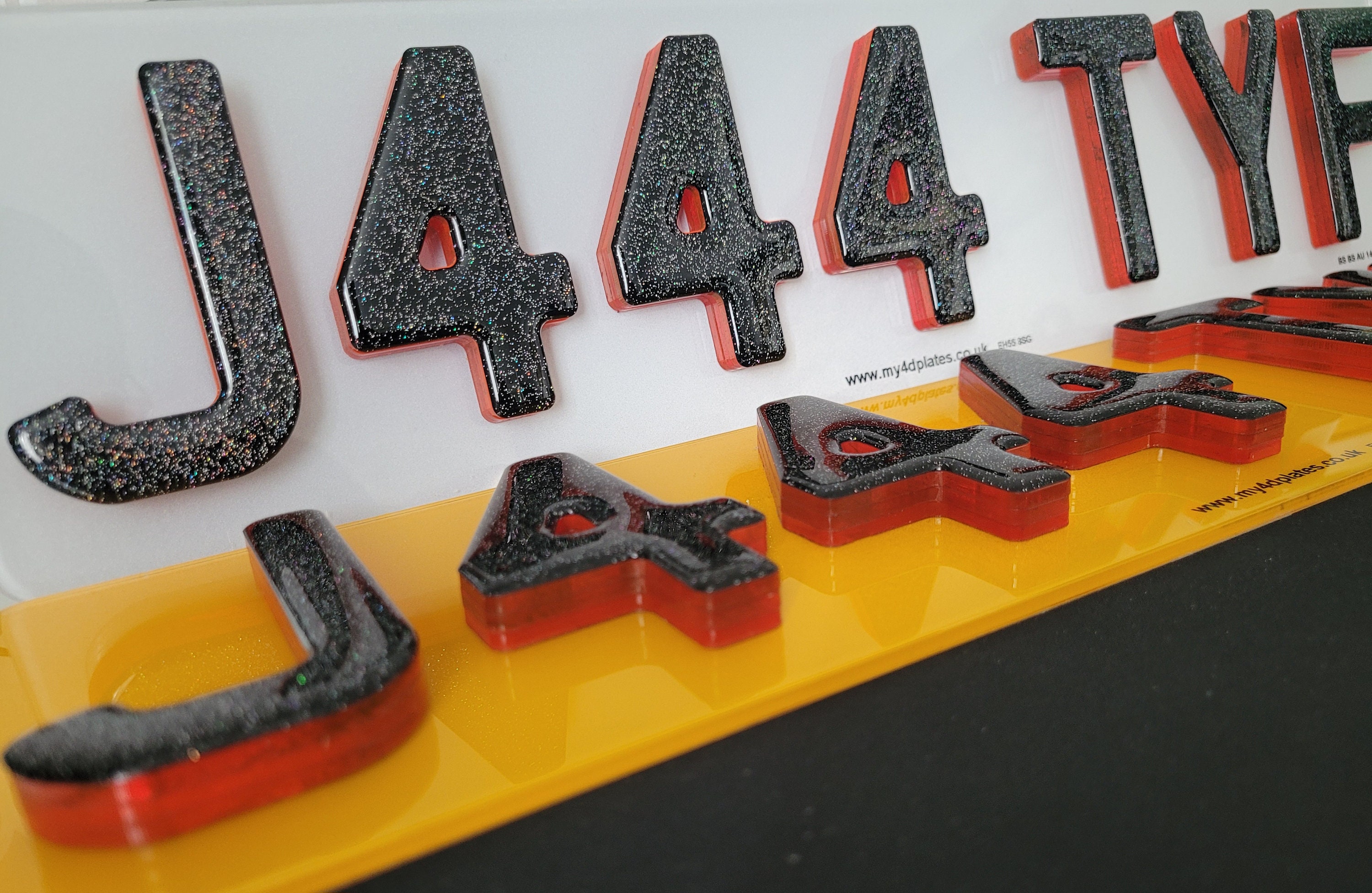 4D Red Gel Extra Deep Tinted Number Plates - Front & Back Pair (Show Style Only)