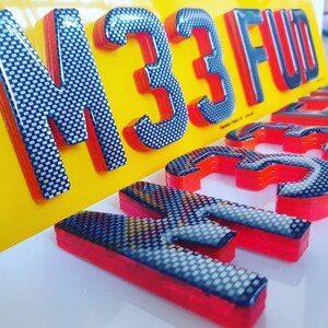 Premium 3D Gel Motorcycle Show Plate – Tinted, 7x5, 2 Rows, Yellow, UK Made