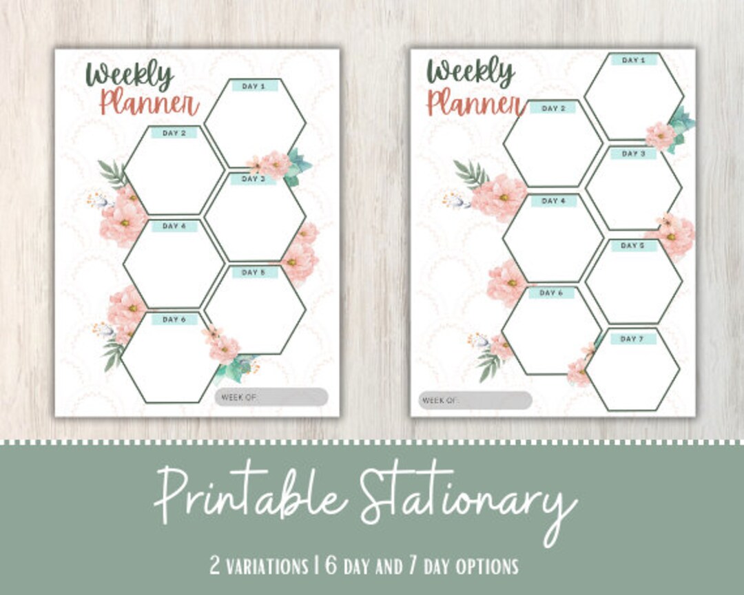 Floral Weekly Planner Printable: 6 or 7 Day View (PDF) - Etsy