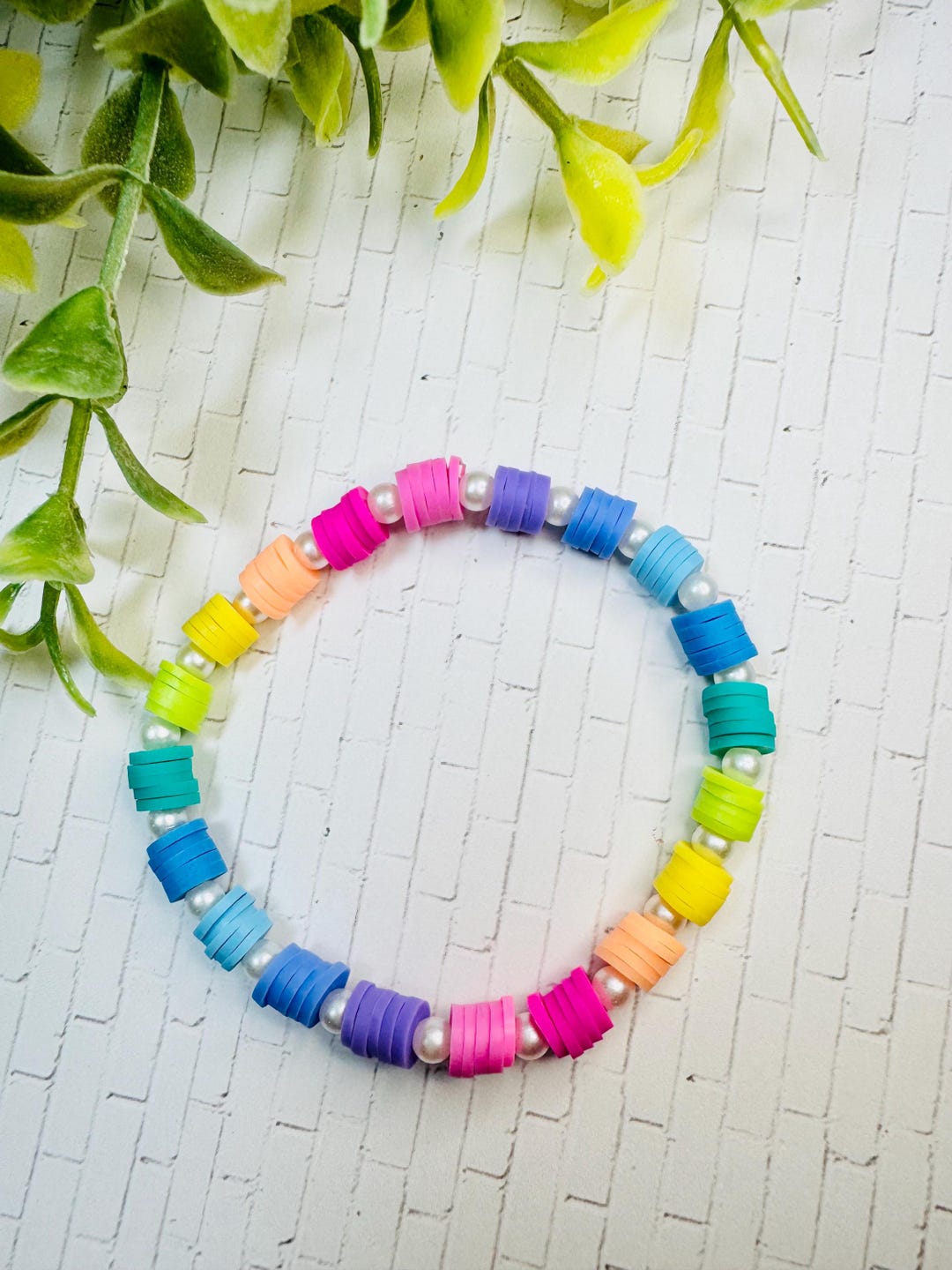 Rainbow Clay Bead Bracelet: Colorful Handmade Friendship Jewelry - Etsy