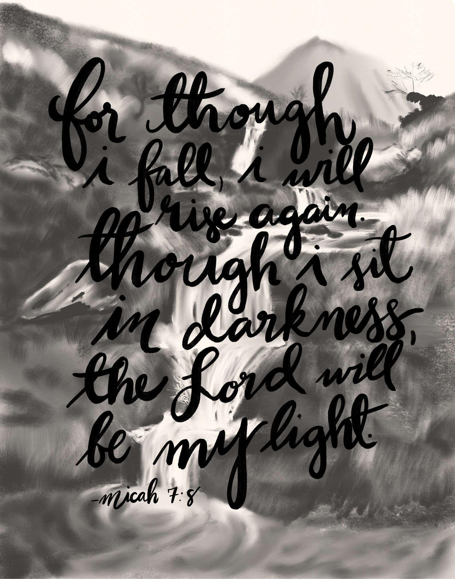 Micah 7:8 Scripture Lettering Wall Decor Bible Verse Art Poster Art ...