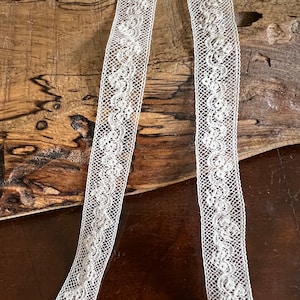 Champagne French Maline Flower Scroll Insertion Lace 1/2&quot; wide Heirloom Sewing Christening Gown Heirloom Dress