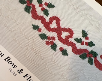 Victorian Bow and Flowerettes by Ellen McCarn Smocking Plate Heirloom Sewing Bishop Dress Bows and Flowers Christmas Holly