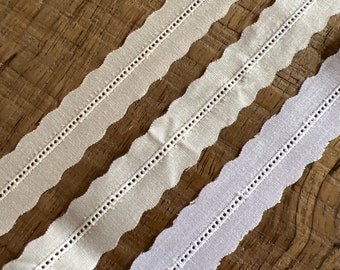 Baby Swiss Entredeux White Champagne or Ecru Heirloom Sewing Notion Lace Trim Cotton