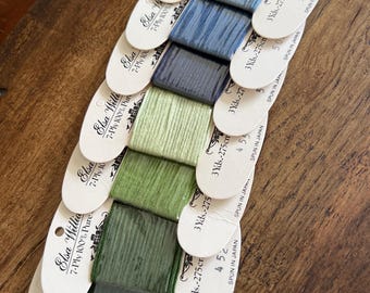 100% Pure Silk Embroidery Floss Elsa Williams 7-Ply 3 yard Card Smocking Embroidery Cross Stitch Needlepoint Greens
