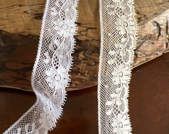 White Lt Ecru French Val Edging Lace 1" wide with Flowers Heirloom Sewing Heirloom Dress