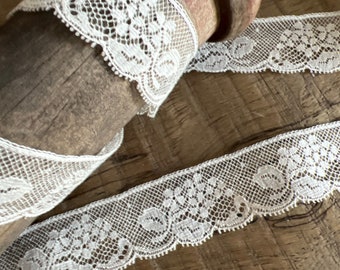 Dark Ecru French Val Edging Lace 1" wide with Flower Bouquet Design Heirloom Sewing Heirloom Dress Cotton