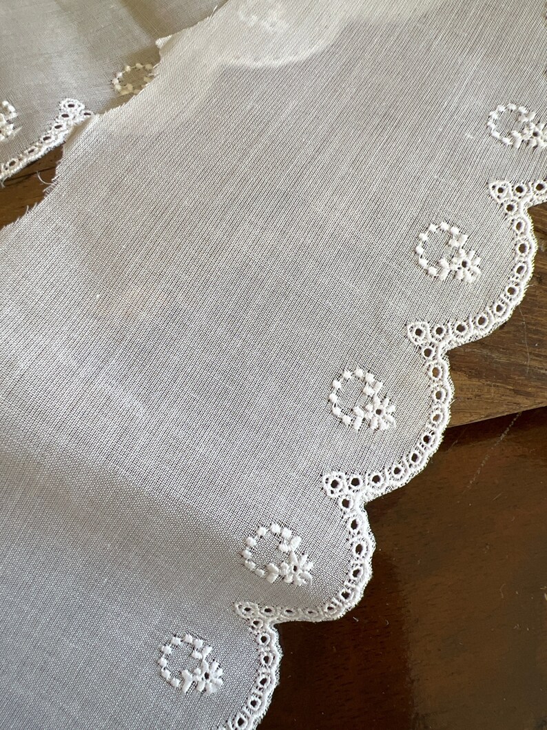 White Swiss Entredeux Scalloped Edging 3 Wide With Flowers Wreath