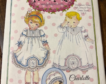 Petite Poche Charlotte Daygown and Heirloom Dress Pattern Size Newborn 3, 6, 9 mo Size 1, 2, 3