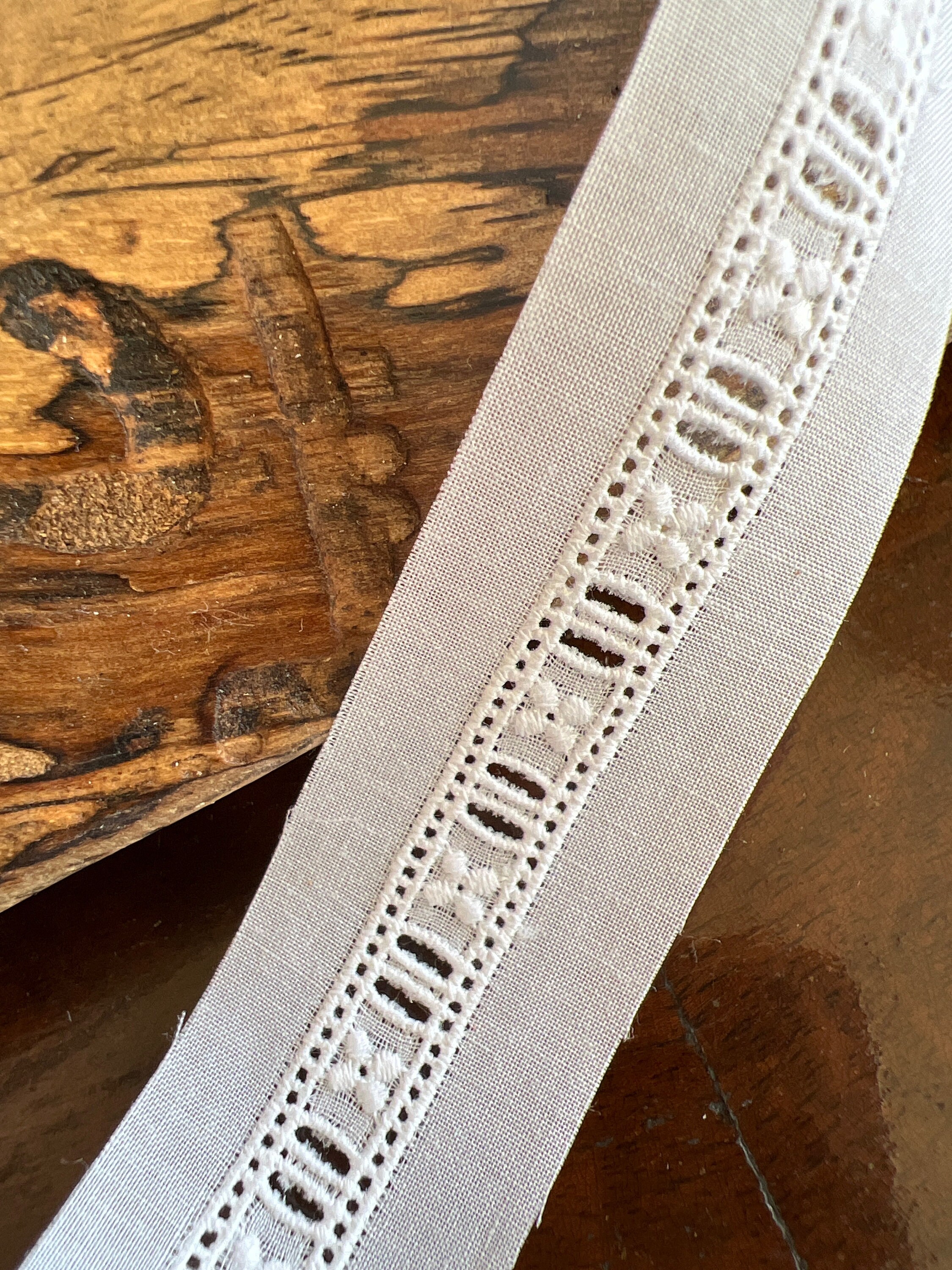 Swiss Entredeux Beading White With Flower Uses 1/8 Ribbon Heirloom