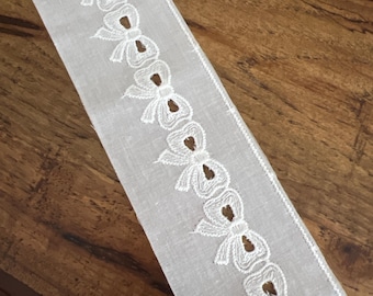 Swiss Embroidery White on White Bow Insertion 2" Wide Heirloom Sewing Dress Making