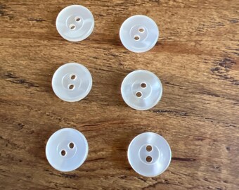 Pearl Buttons 1/2" Wide Set of 6 Two Hole Heirloom Sewing