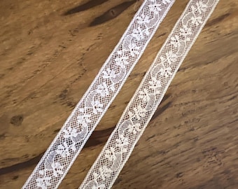 White or Ecru French Val Insertion Lace with Flowers 1/2" wide Heirloom Sewing Notions Heirloom Dress