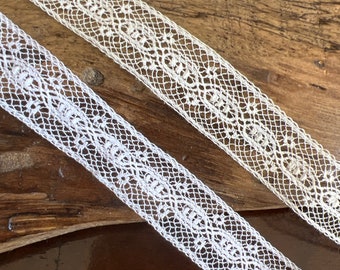 Lt Ecru White French Val Insertion Lace with Dots/Flowers 1/2" wide Heirloom Sewing Notions Heirloom Dress Boy Lace Heirloom Boy